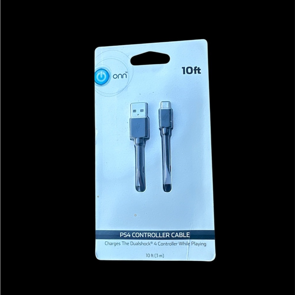 On Running Black PS4 Controller Cable 10ft